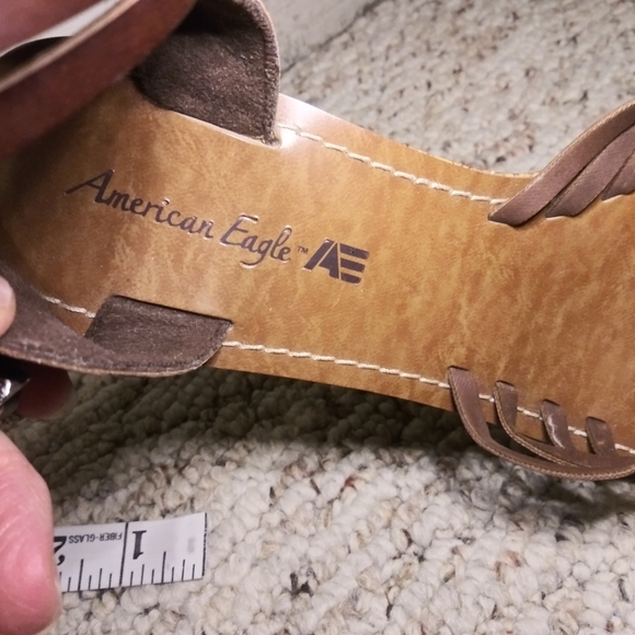 3/$18 American Eagle Brown Boho Faux Leather Espadrille Cork Platform Sandals - Picture 3 of 11